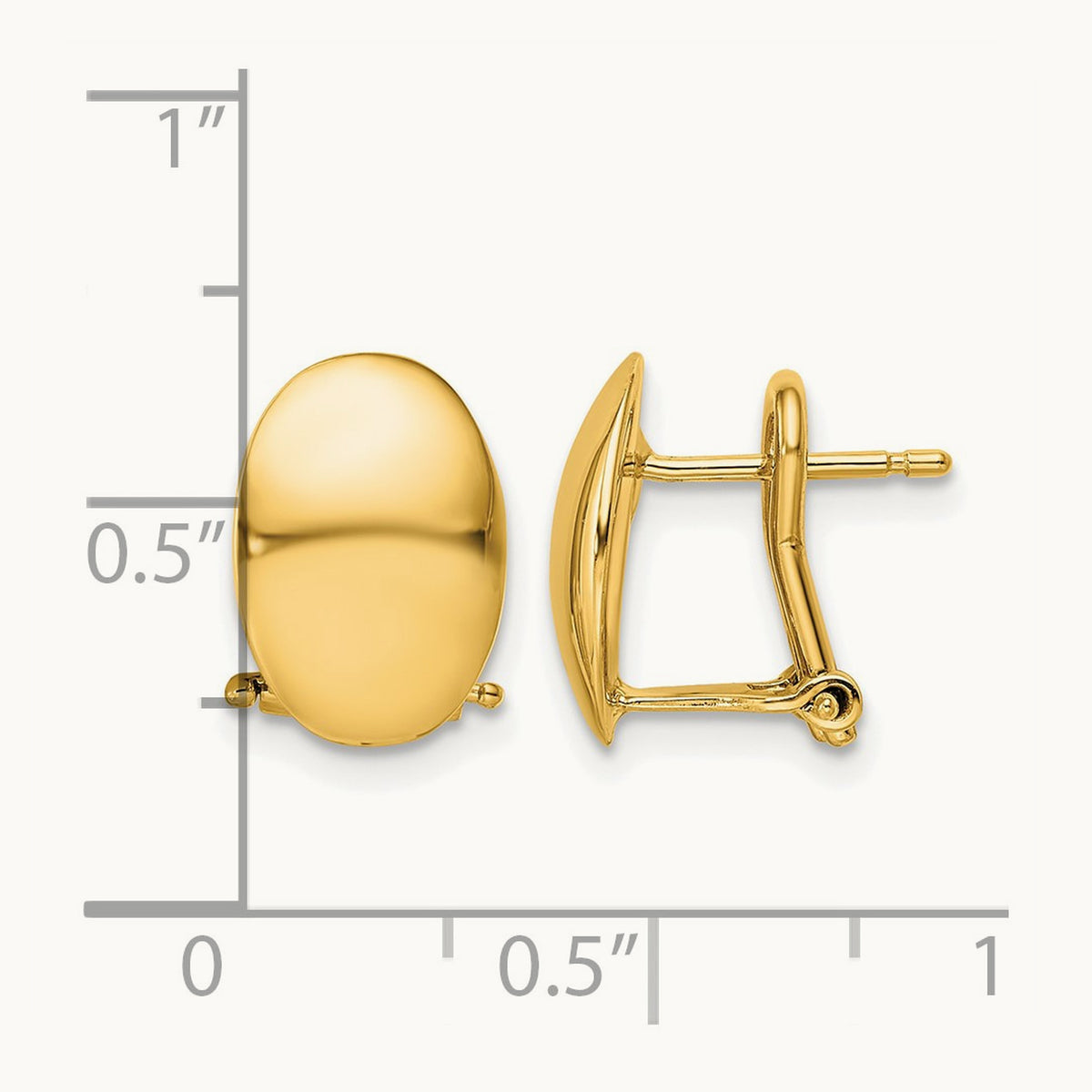 Polished Omega Back Earrings, 14K — Leslie's