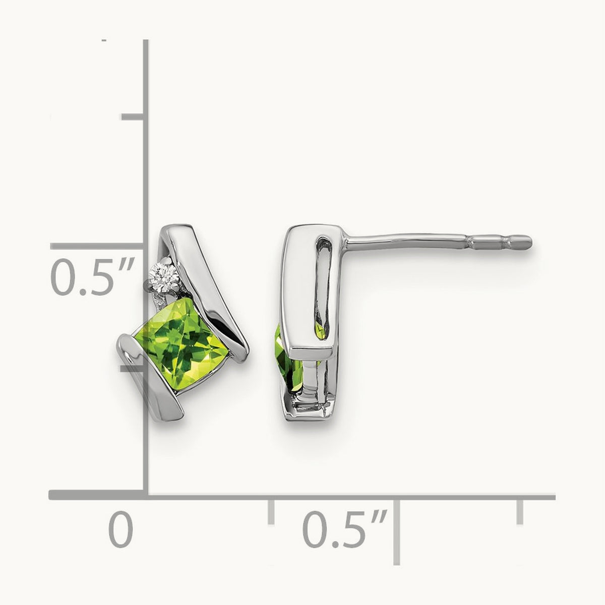 Cushion Peridot and Diamond Earrings — photo set