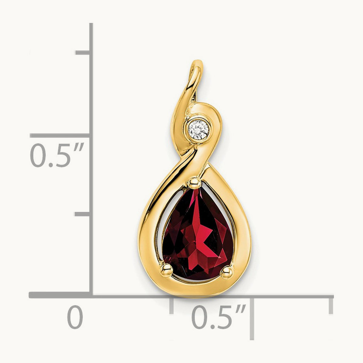 Pear Garnet and Diamond Pendant — 14K Yellow Gold