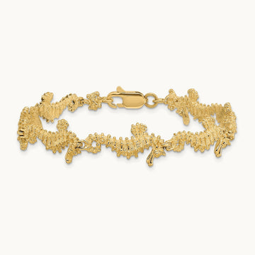 Textured 3-D Seahorse Bracelet, 14K