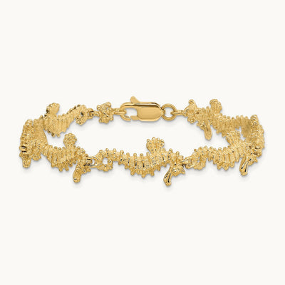 Textured 3-D Seahorse Bracelet, 14K