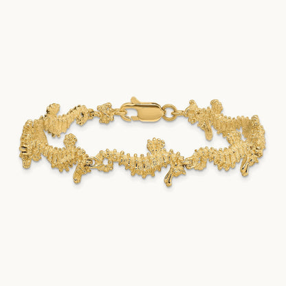 Textured 3-D Seahorse Bracelet, 14K