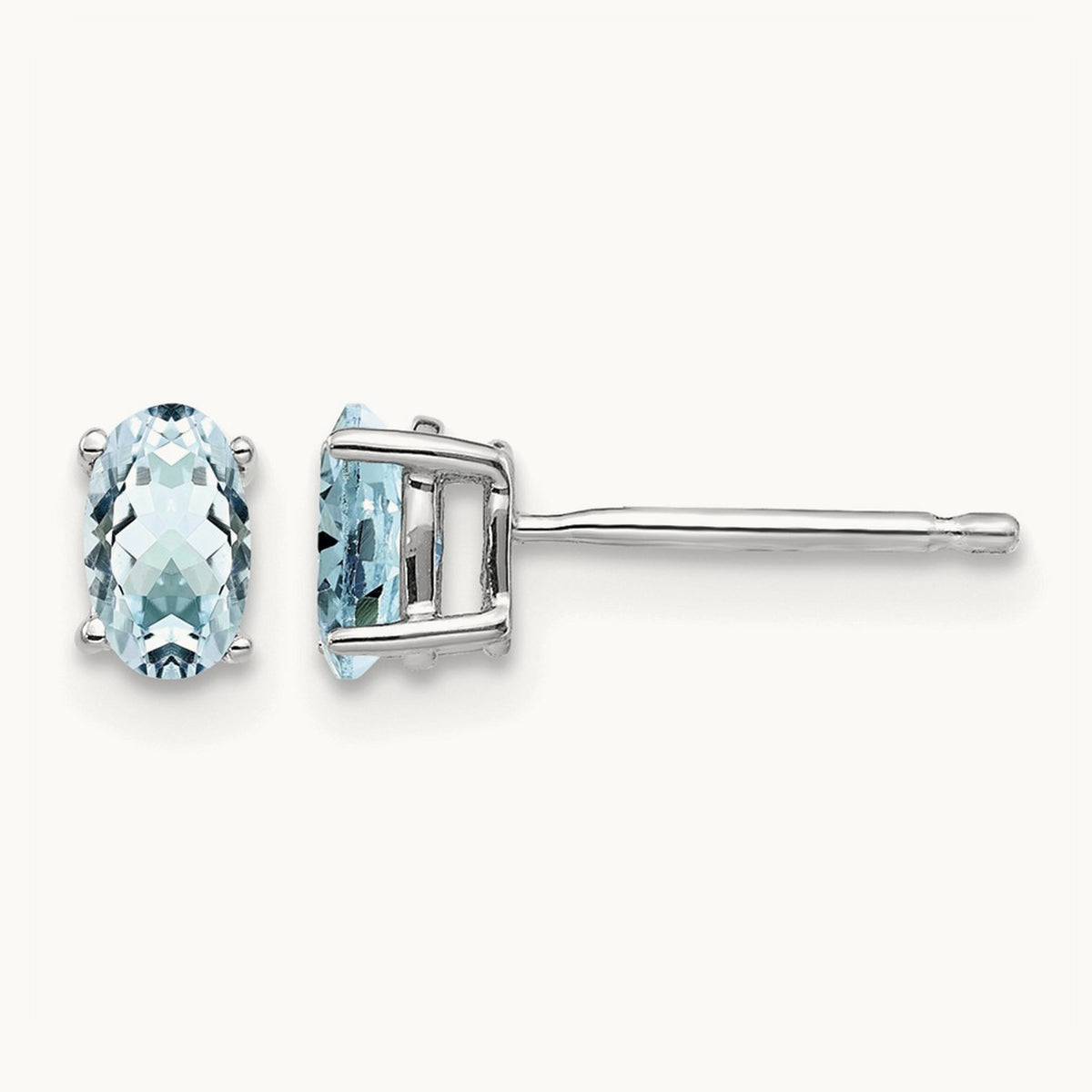 Aquamarine Earrings, 14K White Gold