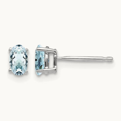 Aquamarine Earrings, 14K White Gold