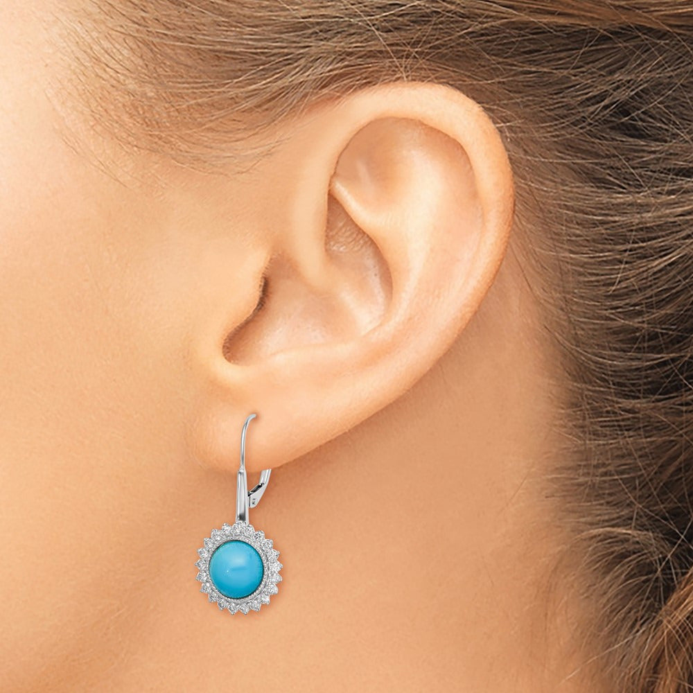 Turquoise and Diamond Leverback Earrings — photo set