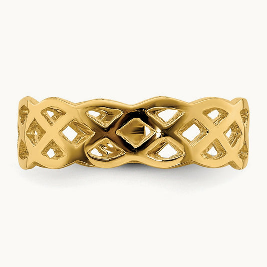 Polished Weave Ring — 14K Yellow Gold, 7