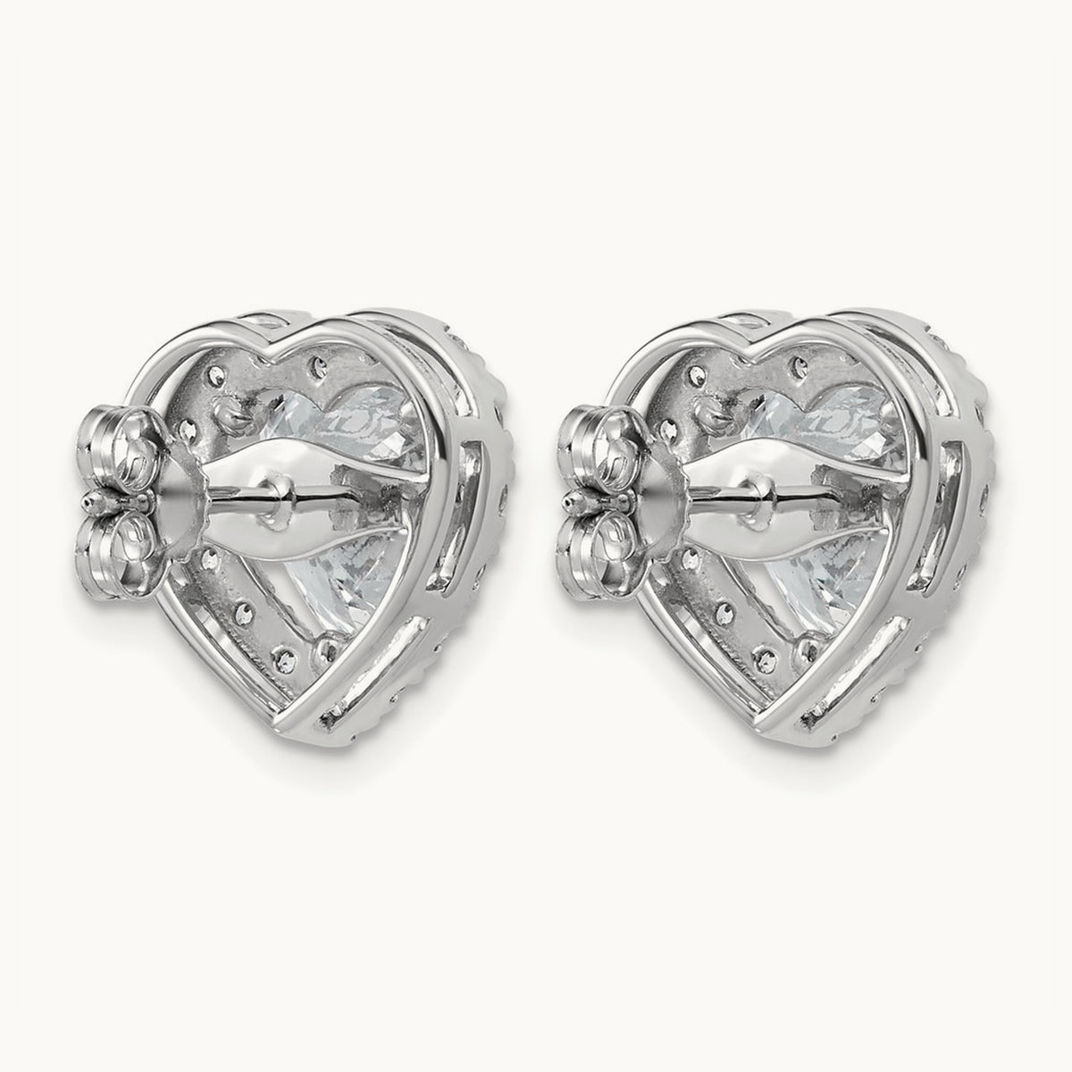 Heart Halo Post Earrings, 0.50-7.25 ct tw Lab-Grown Diamond — 6 ct, VS (Best), 14K White Gold
