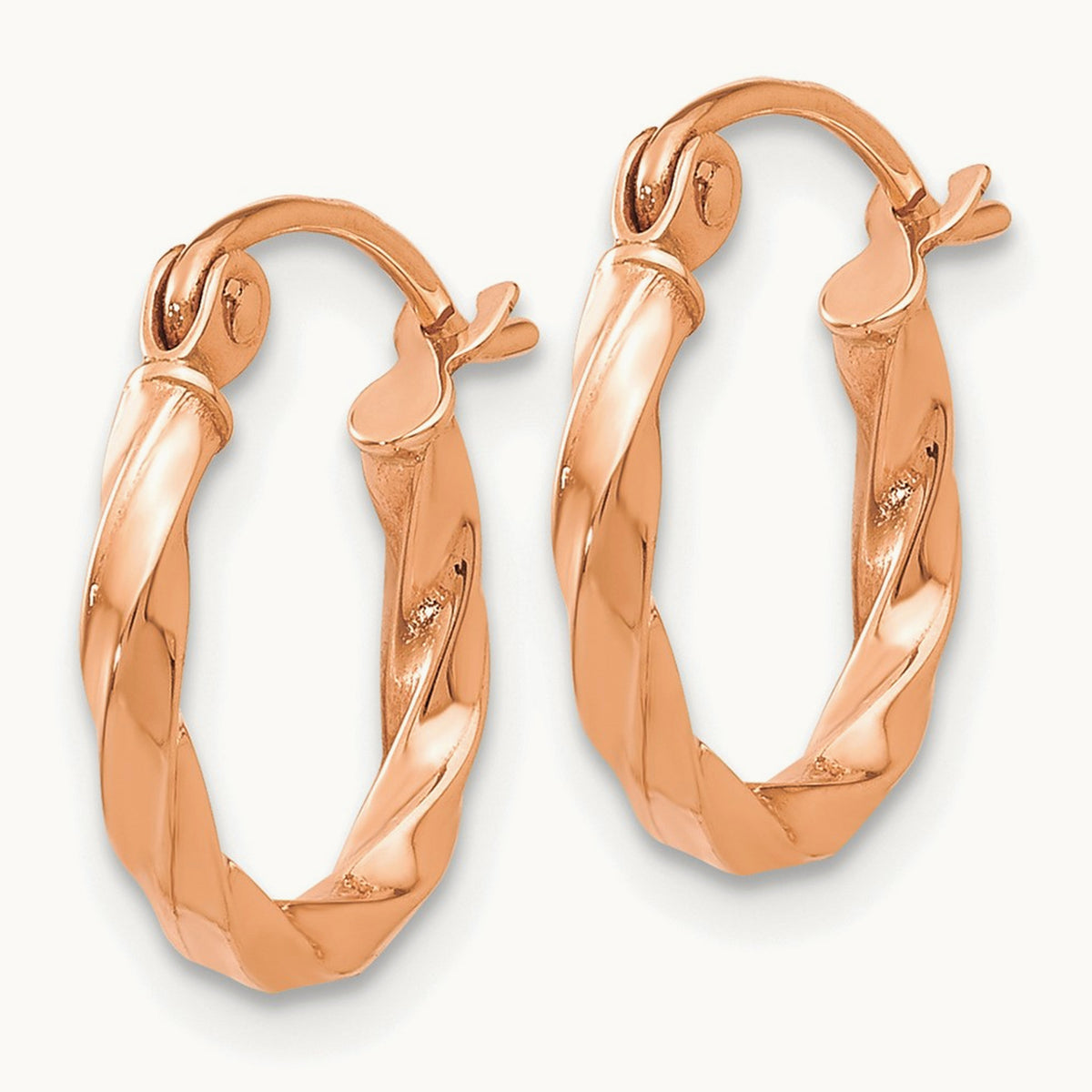 Twisted Hoop Earrings — 14K Rose Gold, 12mm