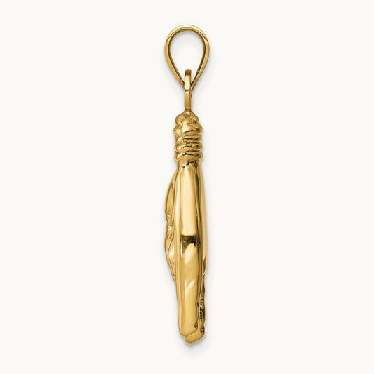 3D Hollow Rock On Sign Charm, 14K