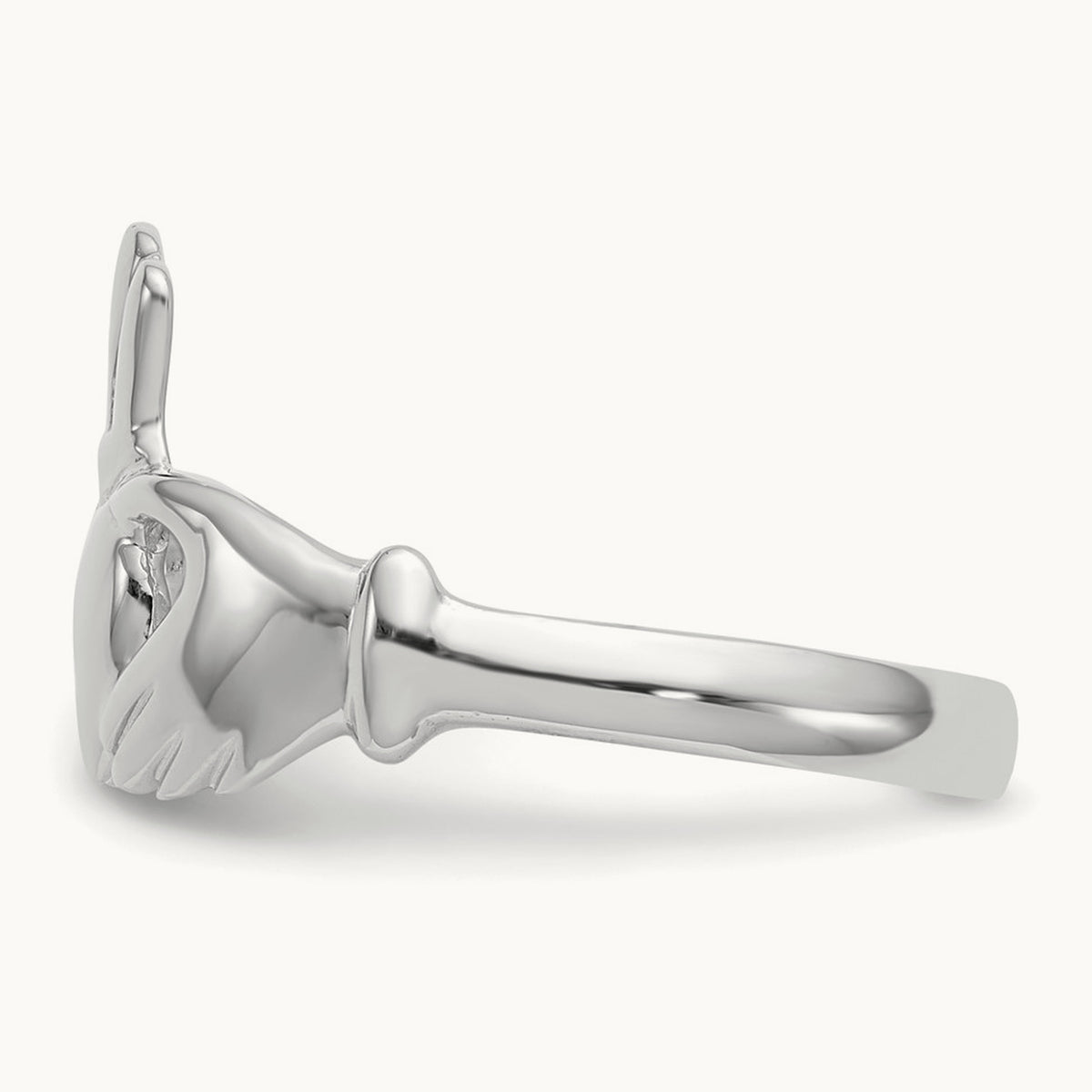 Polished Claddagh Ring, 14K White Gold