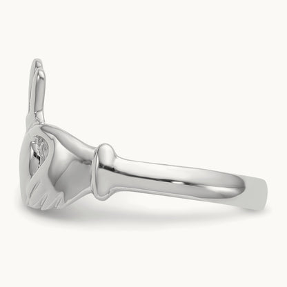 Polished Claddagh Ring, 14K White Gold