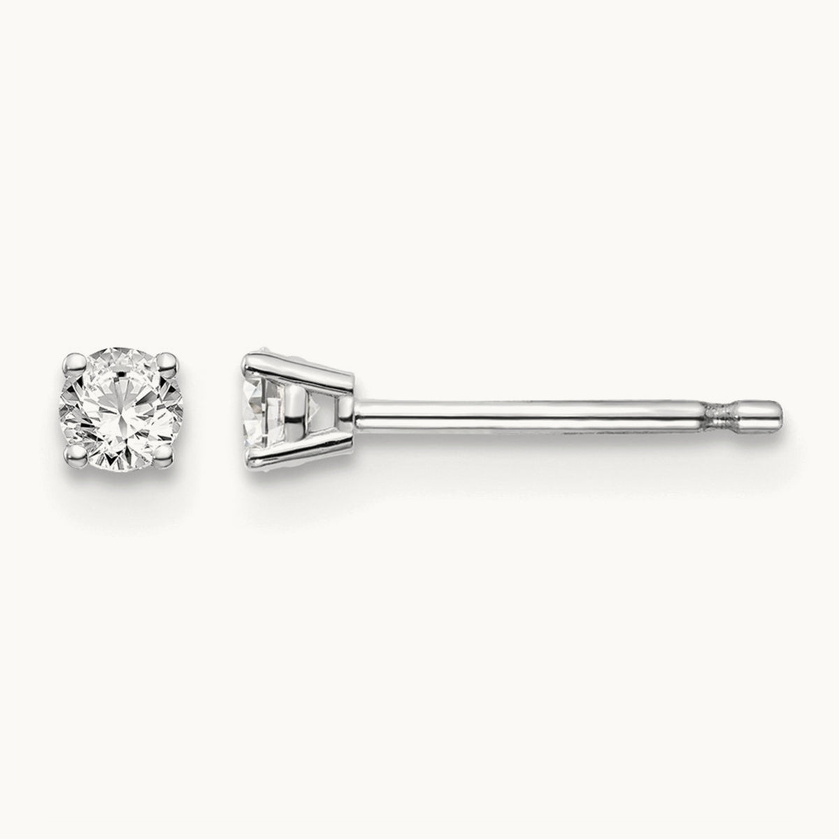 Round Diamond Stud Earrings — 14K White Gold, 0.16 ct tw, I1 J-K · push back