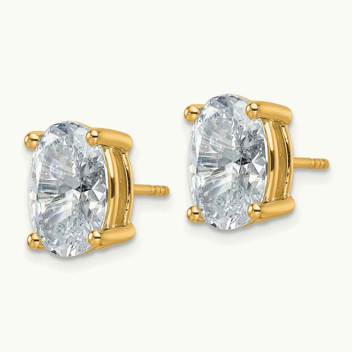 Oval Four-Prong Stud Earrings, 0.50-6.00 ct tw Lab-Grown Diamond — 6 ct, 14K Yellow Gold