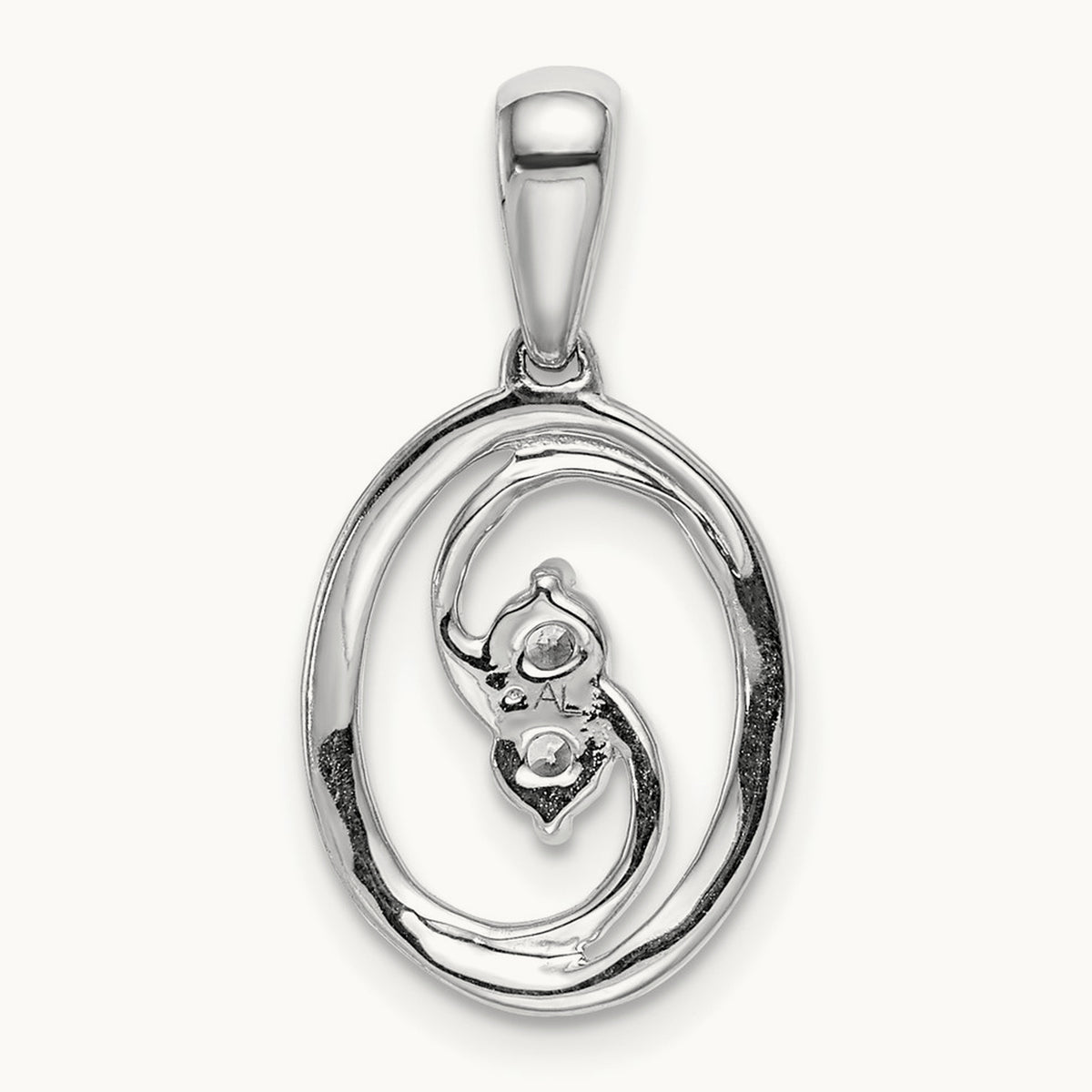 Polished 1/8ct. Diamond Oval Pendant, 14K White Gold