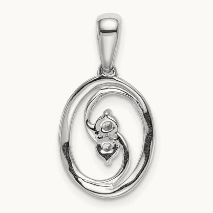 Polished 1/8ct. Diamond Oval Pendant, 14K White Gold