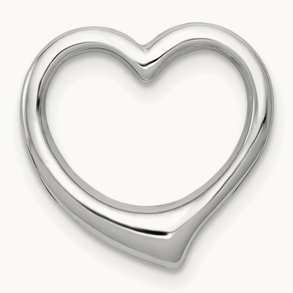 Polished Heart Chain Slide — 14K White Gold, 15.5mm
