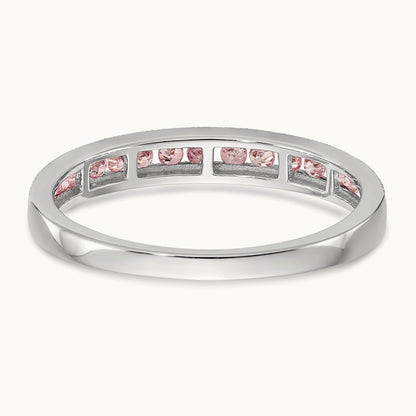 Pink Sapphire Band, 14K White Gold