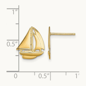 Polished Sailboat Post Earrings, 14K