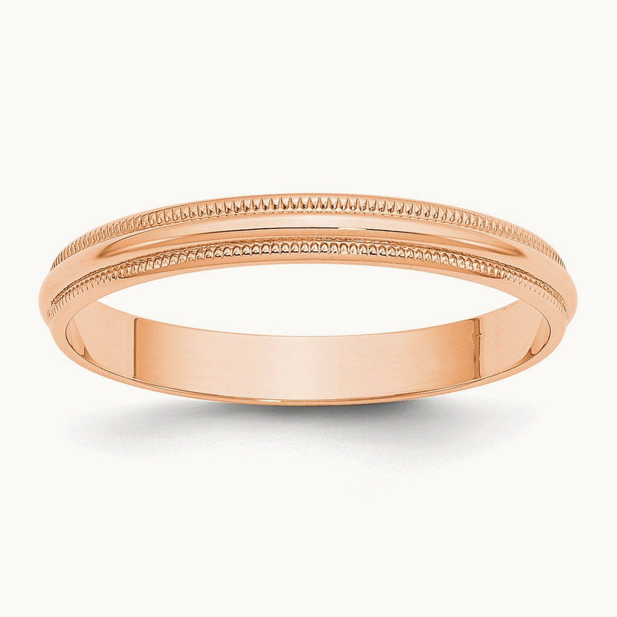 Lightweight Milgrain Half Round Band — 14K Rose Gold, 3mm