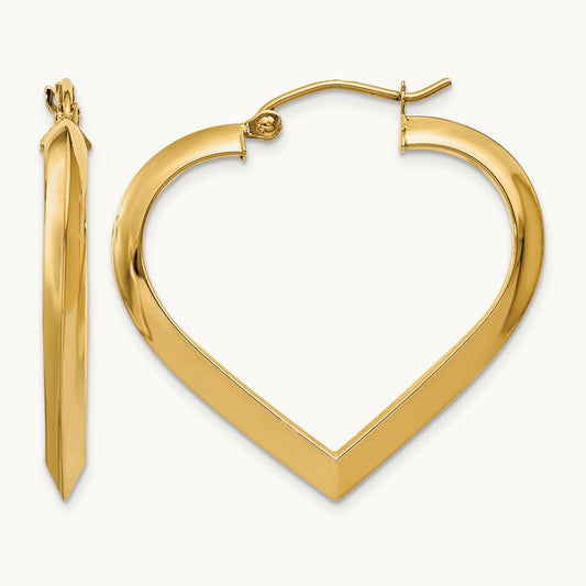Polished Heart Hoop Earring, 14K