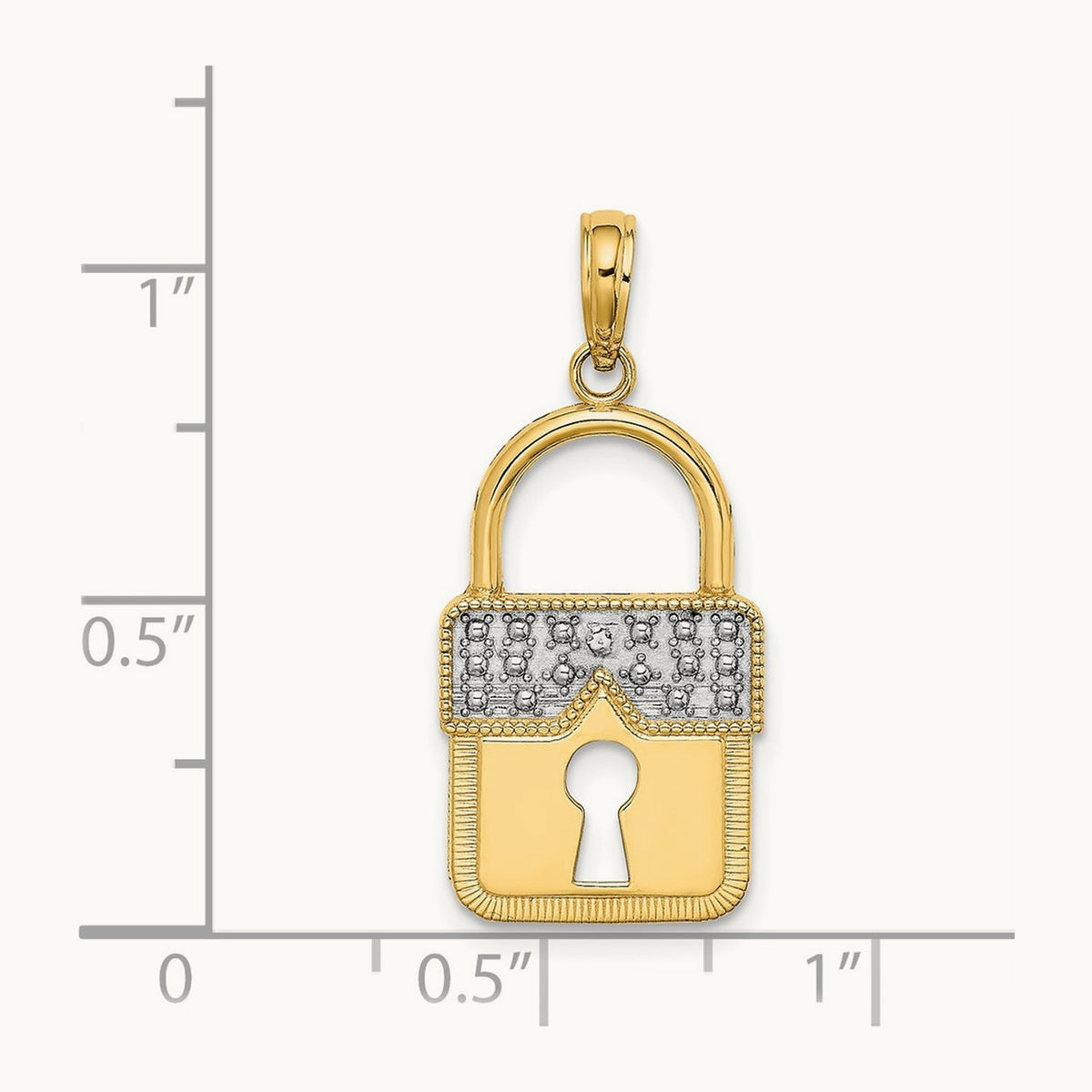 w/Rhodium Lock Charm, 14K