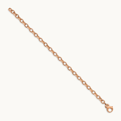 Fancy Link w/ Ridged Edges Bracelet, 5.0mm, 14K Rose Gold