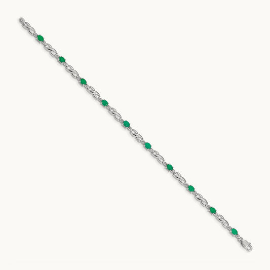 Diamond and Emerald Bracelet, 14K White Gold