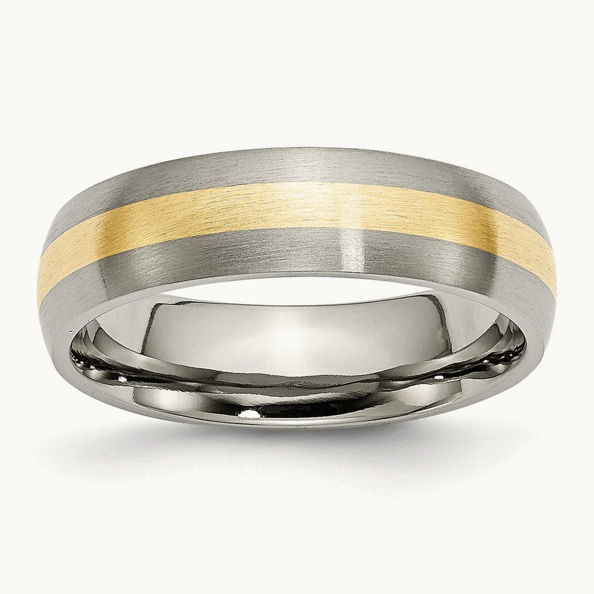 Brushed with 14K Yellow Inlay Band — photo set (2)