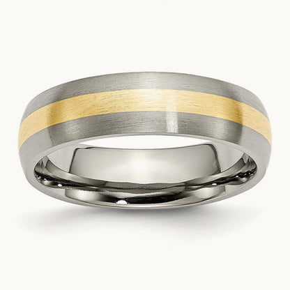 Brushed with 14K Yellow Inlay Band — photo set