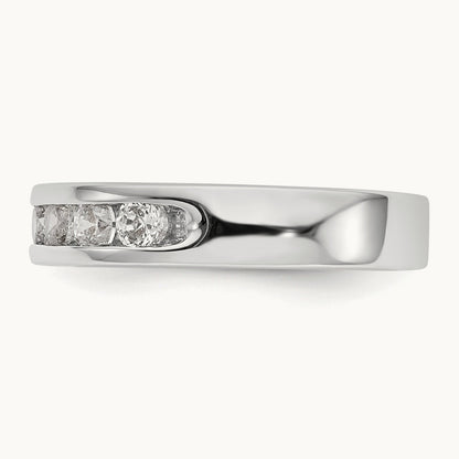 7-Stone Diamond Channel Band, 14K White Gold