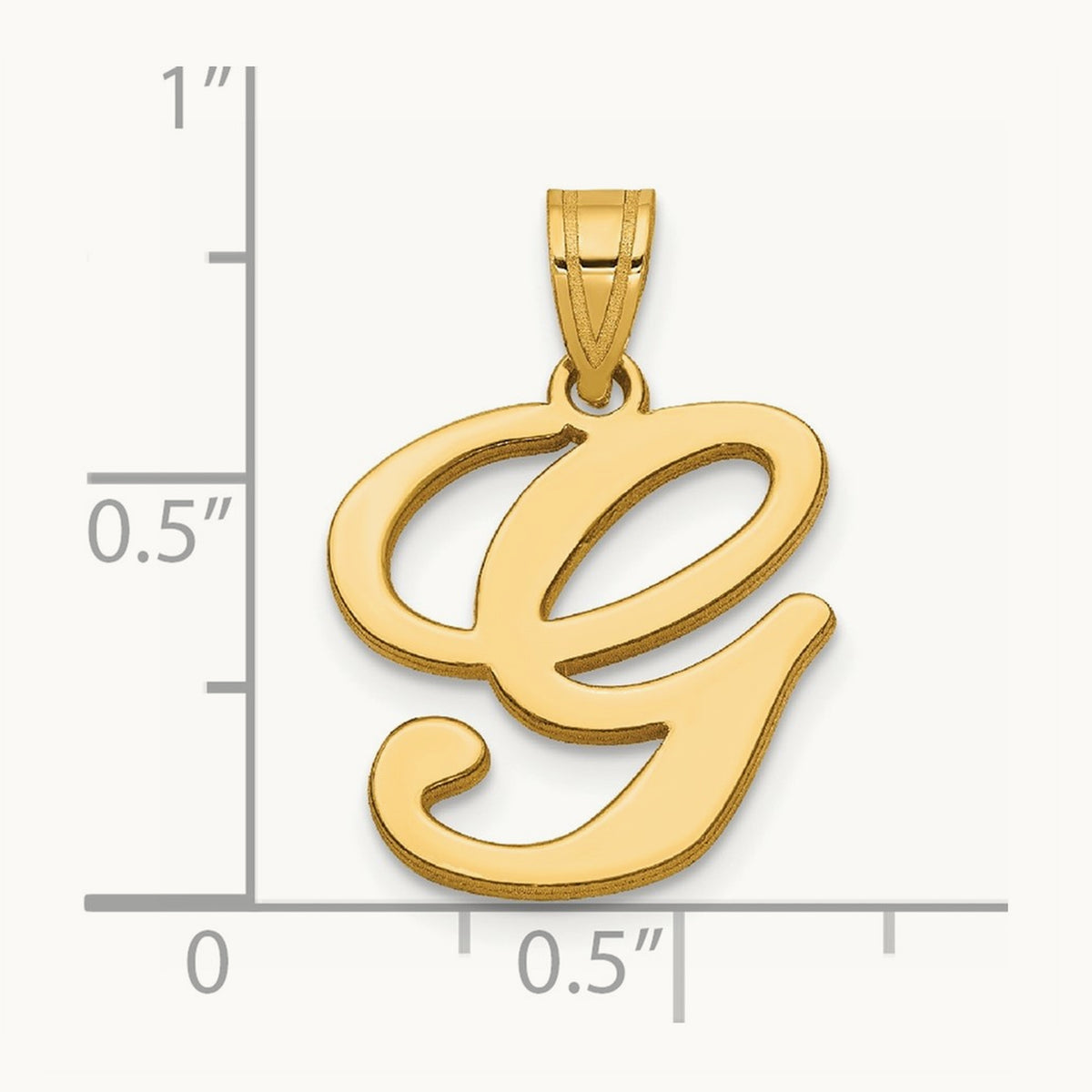 Script Letter G Initial Pendant, 14K