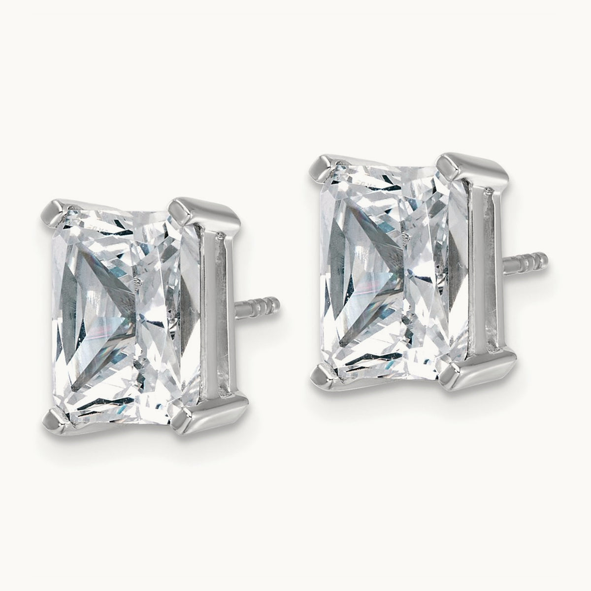 Radiant Four-Prong Stud Earrings, 0.50-6.00 ct tw Lab-Grown Diamond — 6 ct, 14K White Gold