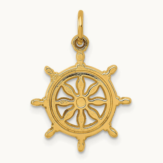 Ships Wheel Charm, 14K