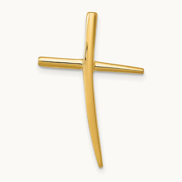 Polished Curved Cross Chain Slide, 14K