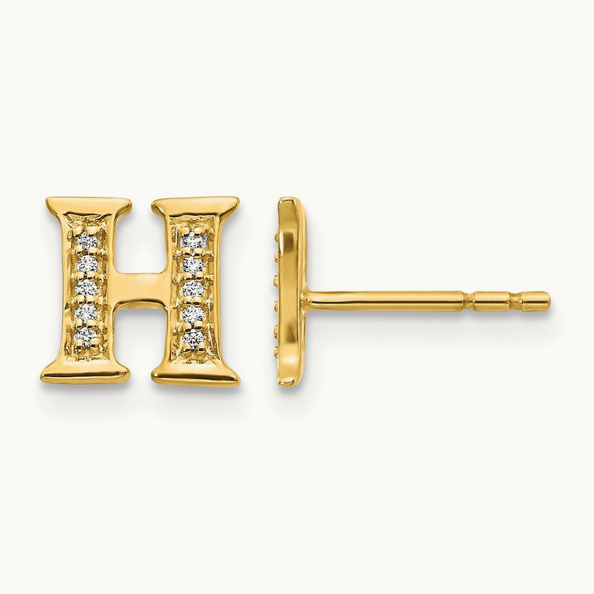 Diamond Initial H Earrings, 14K