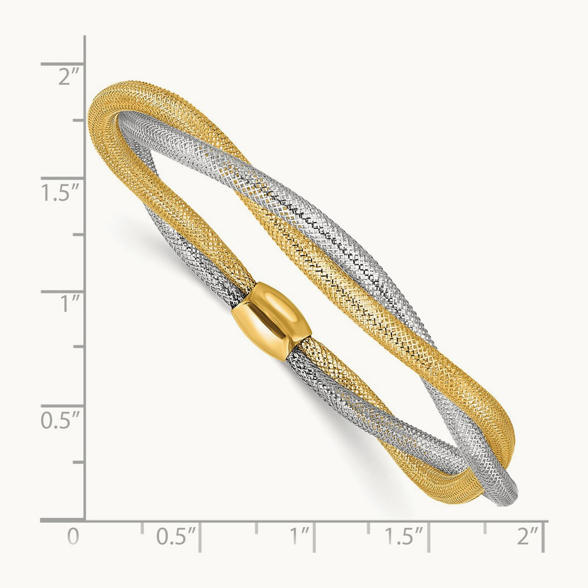 Mesh Twist Slip-on Stretch Bracelet — 14K Two-Tone Gold