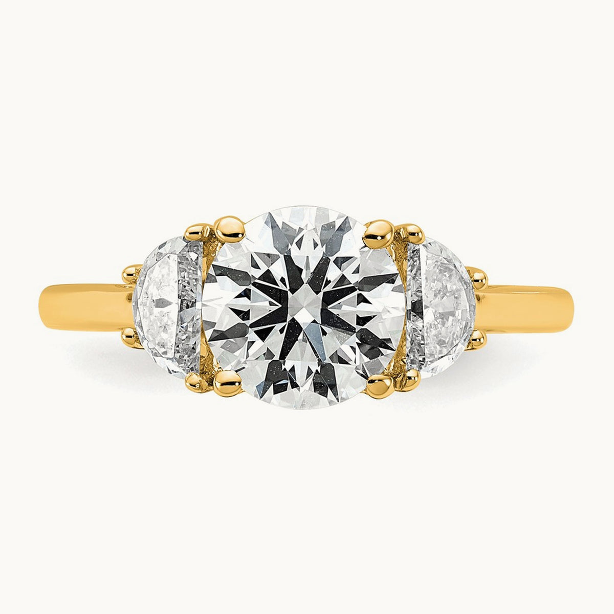 Round 3 Stone Engagement Ring, 1.25-4.00 ct tw Lab-Grown Diamond — 2 ct, 14K Yellow Gold