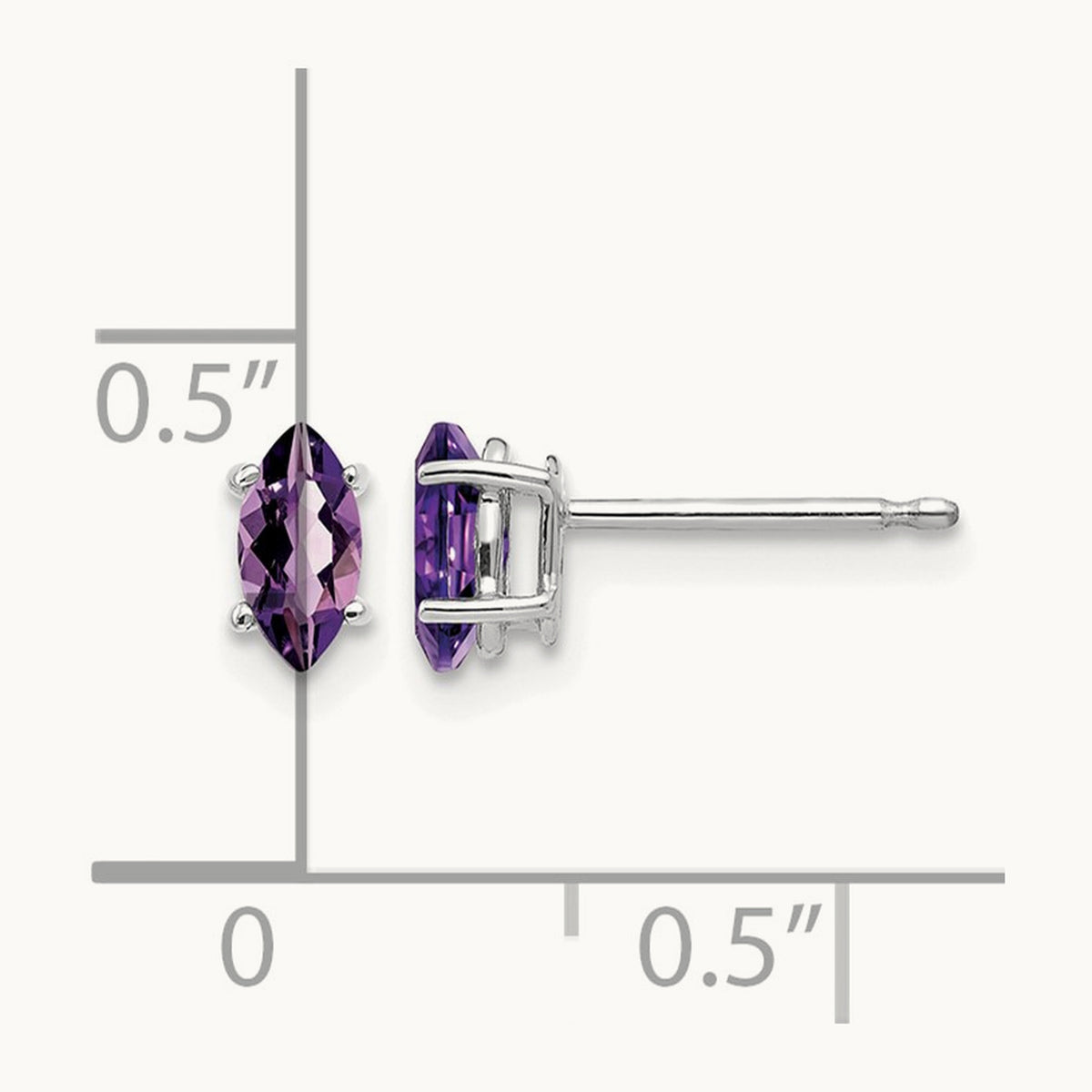 6x3mm Amethyst Marquise Stud Earrings, 14K White Gold