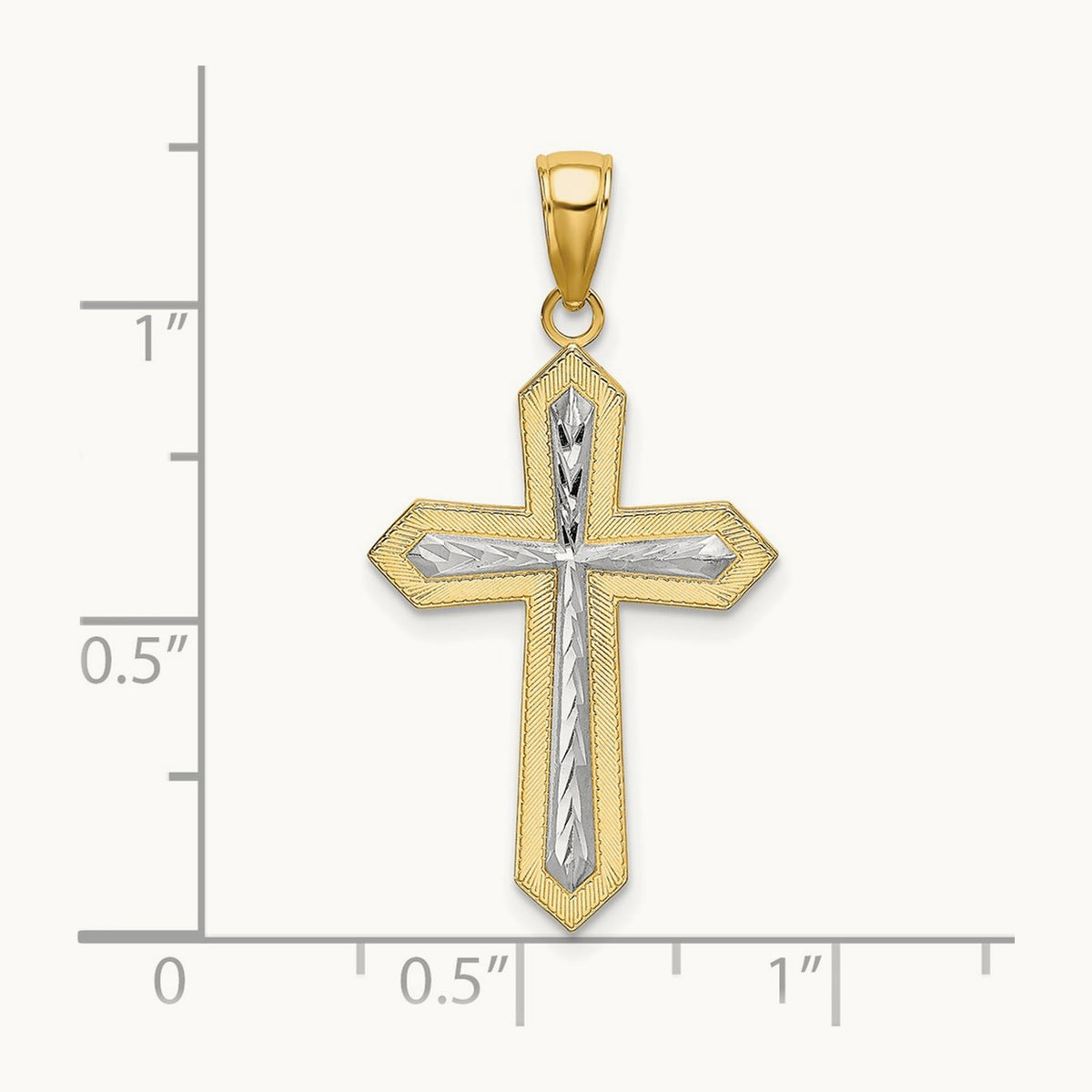 Center Cross Charm — 14K Yellow Gold & Rhodium