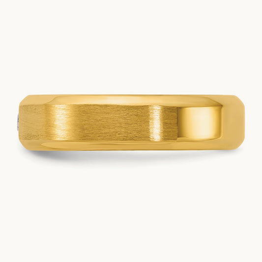 IB Goodman Mens Satin Complete 1/10ct Diamond Ring, 14K Yellow Gold