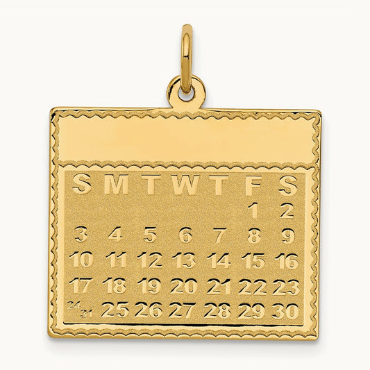 Friday the First Day Calendar Pendant, 14K