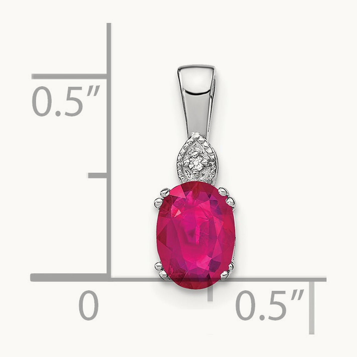 Oval Ruby and Diamond Pendant, 14K White Gold