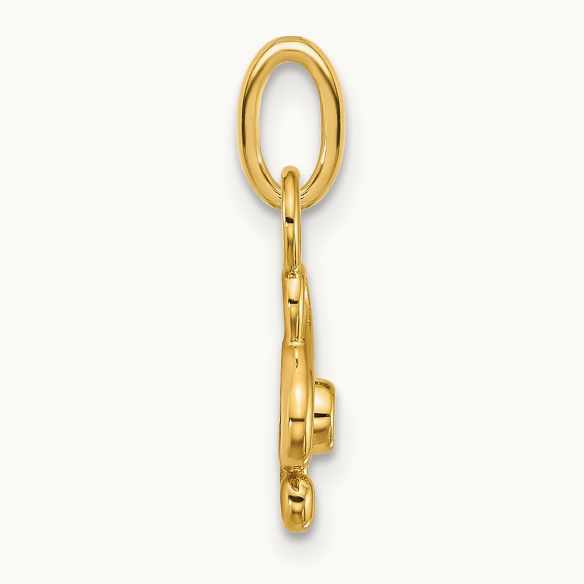 Polished Diamond Music Treble Clef Charm — 14K Yellow Gold