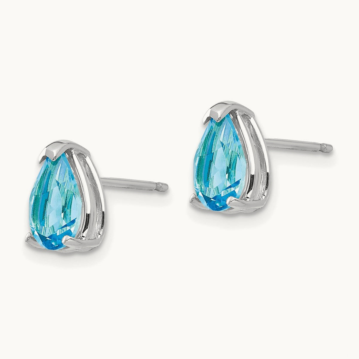 8x5mm Pear Blue Topaz Earrings, 14K White Gold
