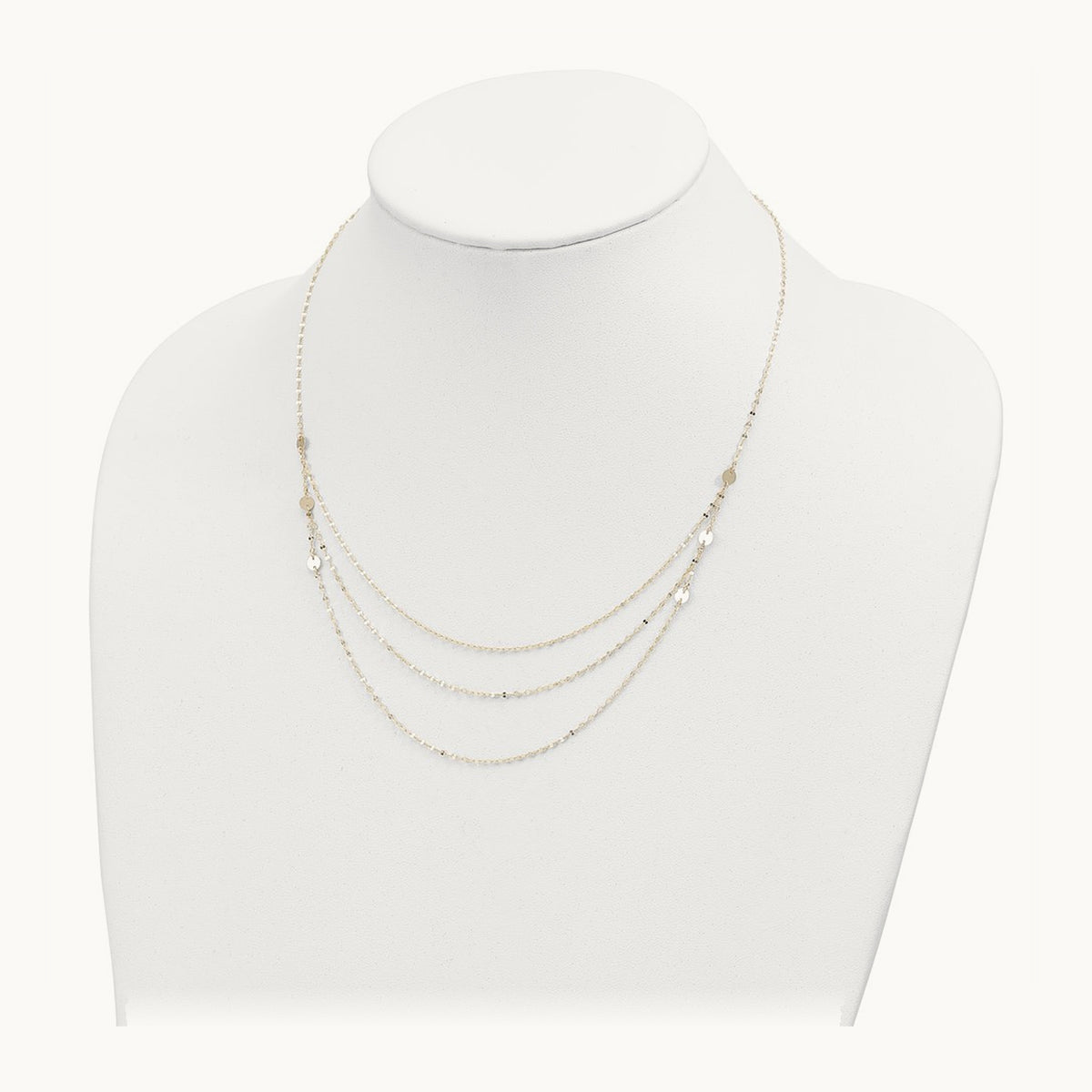 Triple Layer Polished Circles Fancy Necklace — 14K Yellow Gold