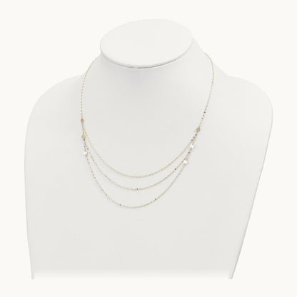 Triple Layer Polished Circles Fancy Necklace — 14K Yellow Gold