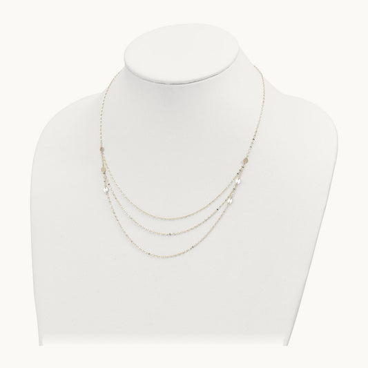 Triple Layer Polished Circles Fancy Necklace — 14K Yellow Gold