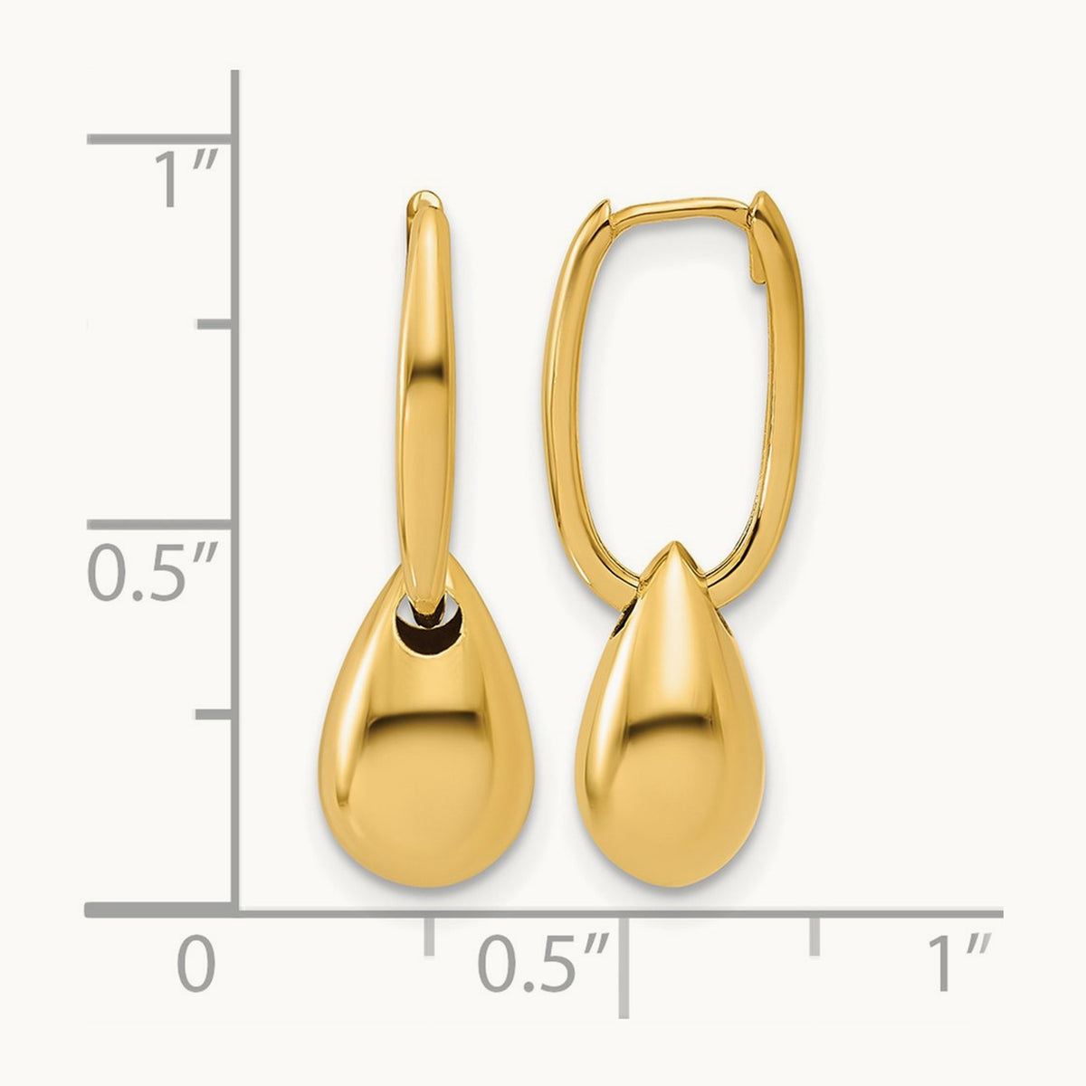 Polished Oval w/Bead Hinged Hoop Earrings, 14K — Leslie's