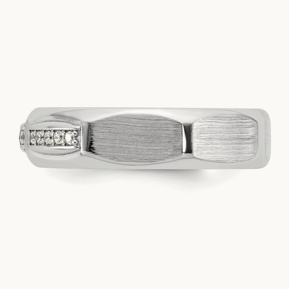 IB Goodman Mens Satin Complete 1/8ct Diamond Ring, 14K White Gold