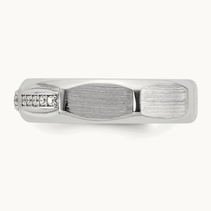 IB Goodman Mens Satin Complete 1/8ct Diamond Ring, 14K White Gold
